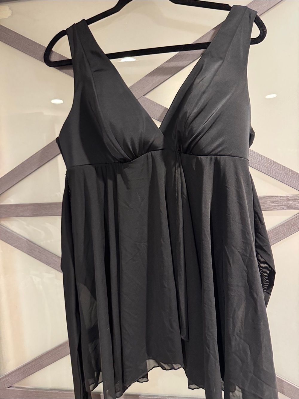 Lane Bryant Black Sleeveless V-Neck Layered Top